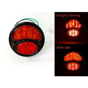 Passenger Side LED Black Tail Light w/ Stop Lens For 1928-31 Ford Model A - GoodSpeedUSA