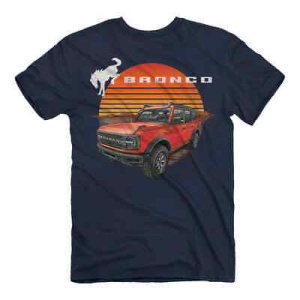 Navy Blue T-Shirt w/ Desert Stripes 2021 2022 Ford Bronco Script Emblem Logo