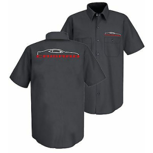 Mechanic Style Button Up Shirt w/ 5th Generation Chevy Camaro Logo / Emblem