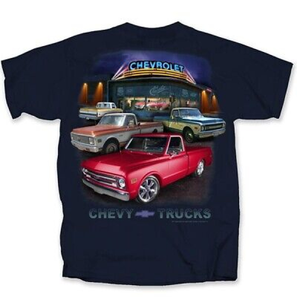 Chevy C10 T-Shirt - Blue w/ 1967-1972 Trucks Dealer Scene (Licensed)