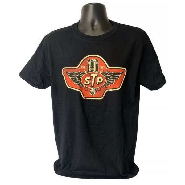 Black STP T-Shirt - Established 1954 Vintage Piston Wings Logo