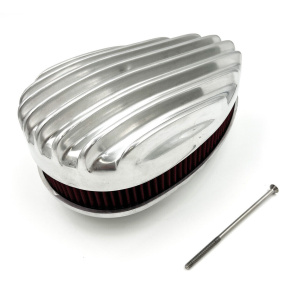 Polished 4 Barrel Fat Finned Aluminum Tear Drop Air Cleaner For 5-1/8" Carb