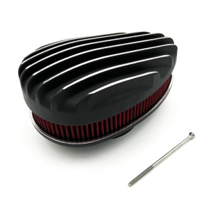 Black 4 Barrel Fat Finned Aluminum Tear Drop Air Cleaner For 5-1/8" Carb