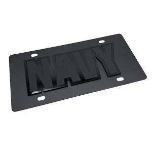 Premium United States US NAVY Tactical Black License Plate w/ 3D Acrylic Logo - GoodSpeedUSA