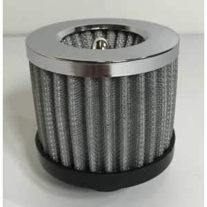 (1) Chrome Valve Cover Breather, Push In Washable Filter, 1-1/4" Hole, SBC BBC