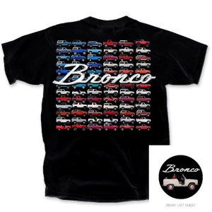 Ford Bronco T-Shirt - Black w/ American Flag Scene & Script Logo