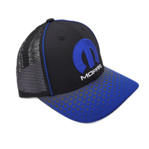 Mopar "M" Script Logo Mesh Trucker Hat Cap w/ Hexagon Pattern Bill - GoodSpeedUSA