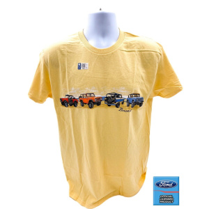 Ford Bronco T-Shirt - Yellow Haze w/ Vintage Ford Bronco Beach Scene