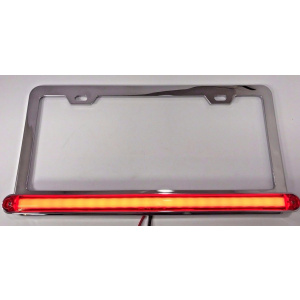 Red LED Chrome License Plate Frame w/ Third Brake Light Function