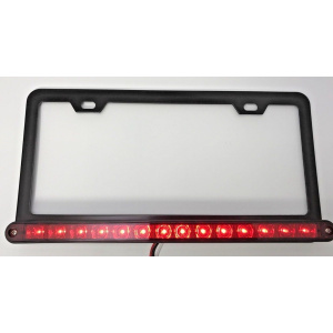 Red LED Bar License Plate Frame with Third Brake Light Function (Metal)