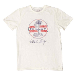 Premium Natural Carroll Shelby Cobra Logo Distressed T-Shirt By Wicked Quick