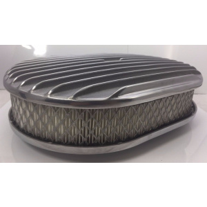 12" Oval Aluminum Fully Finned Air Cleaner For 5-1/8” Carb Holley Edelbrock