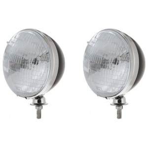 Pair Black Dietz 7" Headlight Buckets with Sealed Beam Bulbs for Hot Rods - GoodSpeedUSA