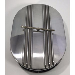 12" Oval Half Finned Air Cleaner Assembly, Polished Aluminum Classic Chevy Ford