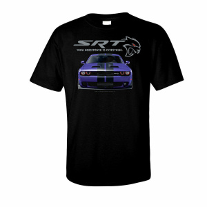 Dodge SRT Hellcat T-Shirt - Black w/ Dodge Challenger & "SRT" Script Logo