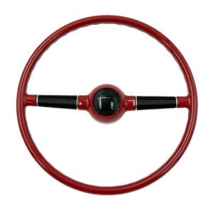 1940 Ford Deluxe Style 16" Red & Black Steering Wheel Horn w/ Taper & Key - GoodSpeedUSA