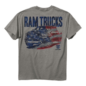 Buck Wear American Flag Patriotic Dodge Ram Pickup Truck Light Gray T-Shirt
