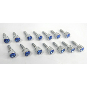 Set (14) Dash Panel Screws w/ Blue Jewel Knurled Chrome for 1987-2000 Peterbilt - GoodSpeedUSA