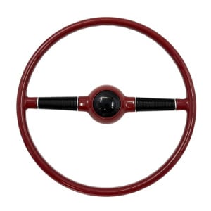 1940 Ford Deluxe Style 16" Red & Black 3-Hole Steering Wheel w/ Horn Button - GoodSpeedUSA