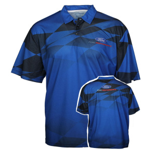 Ford Performance Checkered Flag Dry Wicking Blue Polo T-Shirt - GoodSpeedUSA
