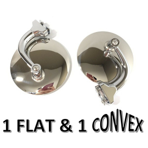 Pair 4" Stainless Peep Mirrors - ONE FLAT, ONE CONVEX - Ford Chevy Mopar MG