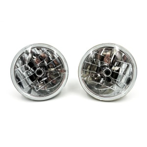 Pair 7" Inch Tri Bar Black Dot Headlights H4 Bulbs For Cars, Trucks & More - GoodSpeedUSA