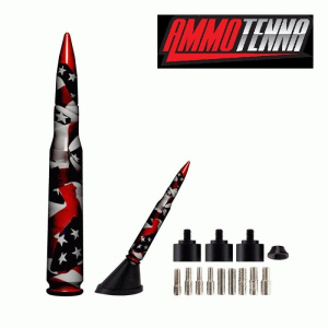 AmmoTenna 50 Cal 5.5" Bullet Radio Antenna w/ American Flag Wrap
