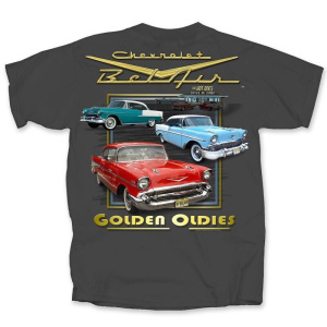 Chevrolet Bel Air "Golden Oldies" Drive-In Diner Scene Gray T-Shirt - GoodSpeedUSA
