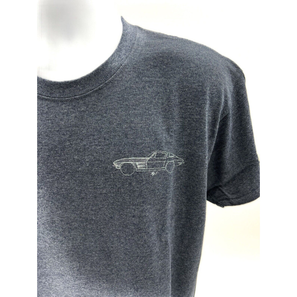 Stone Heather Blue T-Shirt w/ Chevy Corvette Blueprint Design