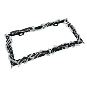 Chrome / Black Tribal Flame Metal License Plate Frame For Car Truck SUV - GoodSpeedUSA