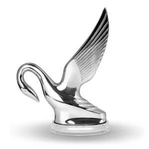 Chrome Classic Swan Hood Ornament w/ White LED / Clear Lens Glow Base - GoodSpeedUSA