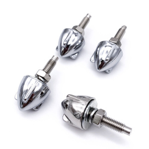 Set (4) Universal Chrome License Plate Bullet Wing Fasteners Bolts Screws - GoodSpeedUSA