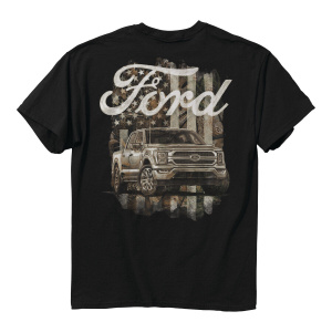 Ford F-150 Pickup Truck Camo American Flag Black T-Shirt