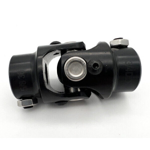 Universal Black Steel Steering U-Joint 5/8"-36 Spline To 3/4" DD