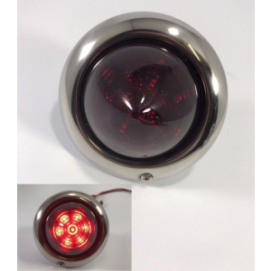 Universal Round LED Tail Light Glass Beehive Lens Stainless Bezel Baby Bullet - GoodSpeedUSA