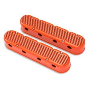 Holley Orange Cast Aluminum Valve Covers w/ Integrated Coil Cover For LS Engines