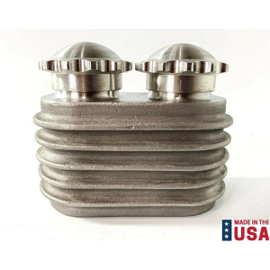 Finned Dual Remote Brake Fluid Reservoir - Custom Hot Rod - Unpolished - GoodSpeedUSA
