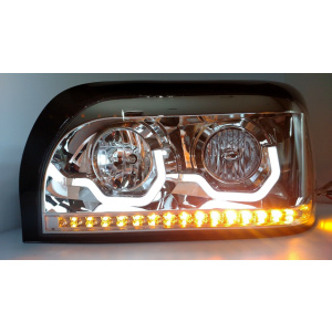 LH Chrome Headlight w/ LED Turn Signal & Light Bar For Freightliner Century - GoodSpeedUSA