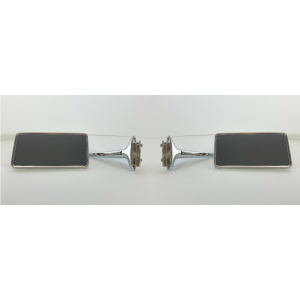 Pair Universal Rectangle Stainless Steel Peep Mirrors - Long Arm Style
