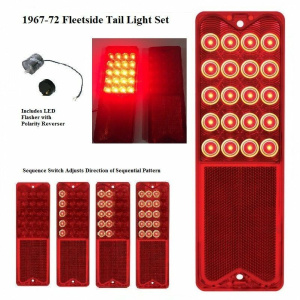 Pair Sequential LED Brake Tail Lights w/ Flasher for 1967-72 Chevy Pickup Truck