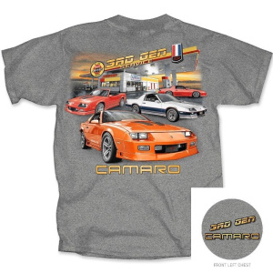Chevrolet Camaro T-Shirt - Gray w/ 3rd Generation 1982-1992 Service Station