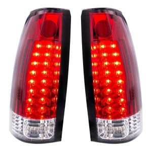 Pair Red LED Brake Tail Lights w/ Clear Lens For 1988-1998 Chevy GMC Truck - GoodSpeedUSA
