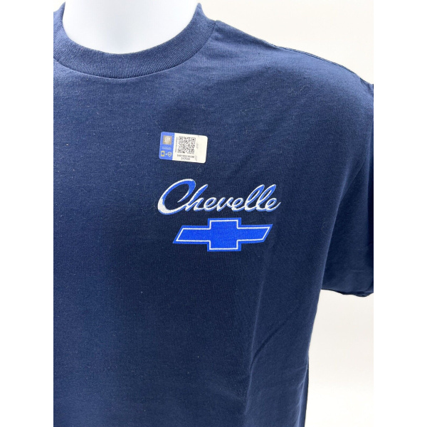 Navy Blue T-Shirt w/ Bowtie Chevy Chevelle Scene & Script Logo