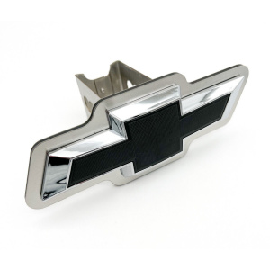 Brushed Black Chevy Bowtie Tow Hitch Cover For 2" Class III Receivers - GoodSpeedUSA