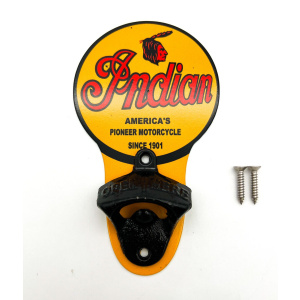 Indian Americas Pioneer Motorcycle Sign Bottle Opener - Metal Wall Mount - GoodSpeedUSA