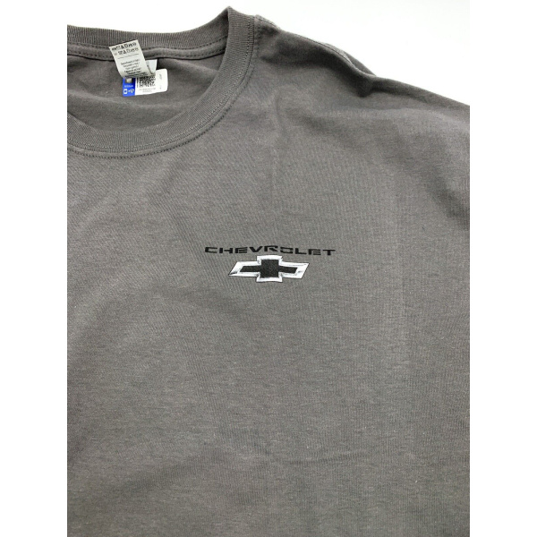 Chevy Truck T-Shirt - Gray w/ American Flag, Bowtie & "Chevrolet" Script