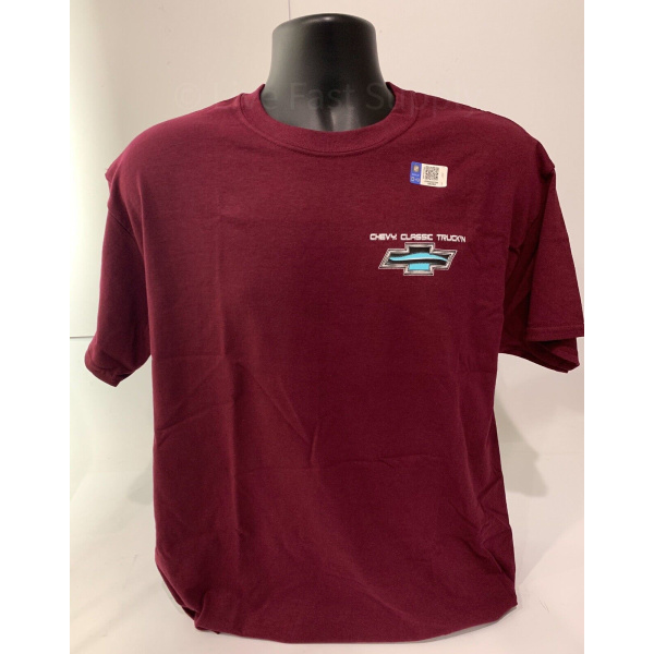 1967-72 Chevy C10 Pickup T-Shirt - Maroon w/ Orange & Teal Trucks (Licensed)