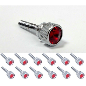 (Set/12) Dash Panel Long Screws for Kenworth, Red Jewel Chrome KW 2001 & Earlier - GoodSpeedUSA