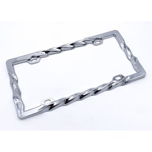 Chrome Twisted Spiral Heavy Duty Metal License Plate Frame Tag For Car / Truck - GoodSpeedUSA
