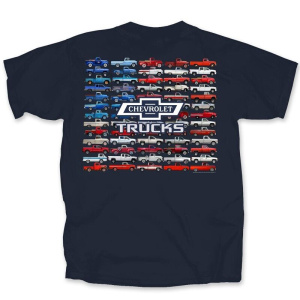 Chevy Pickup Trucks American USA Flag Navy Blue T-Shirt